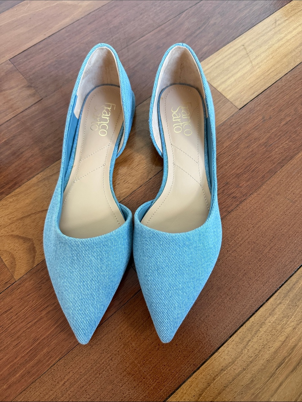 Franco Sarto Light Blue Pointed-Toe D'Orsay Flats